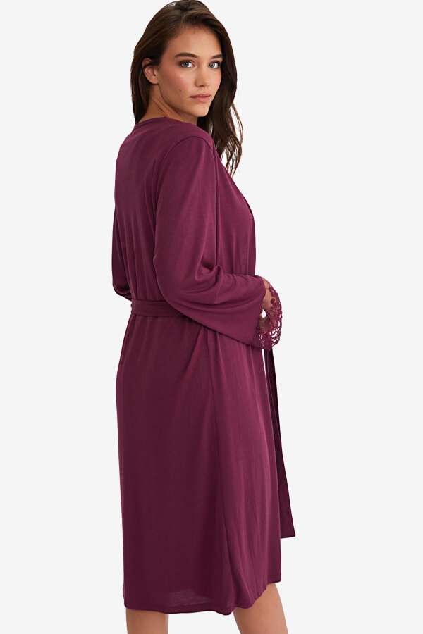 Ayyıldız 3910 Mürdüm Lohusa Gecelik Sabahlık Takım - 3