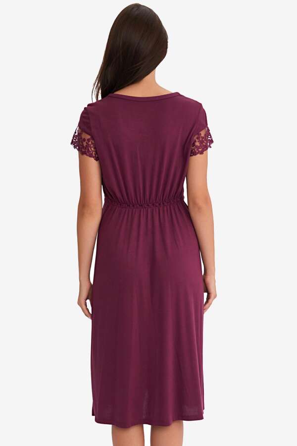 Ayyıldız 3910 Mürdüm Lohusa Gecelik Sabahlık Takım - 4