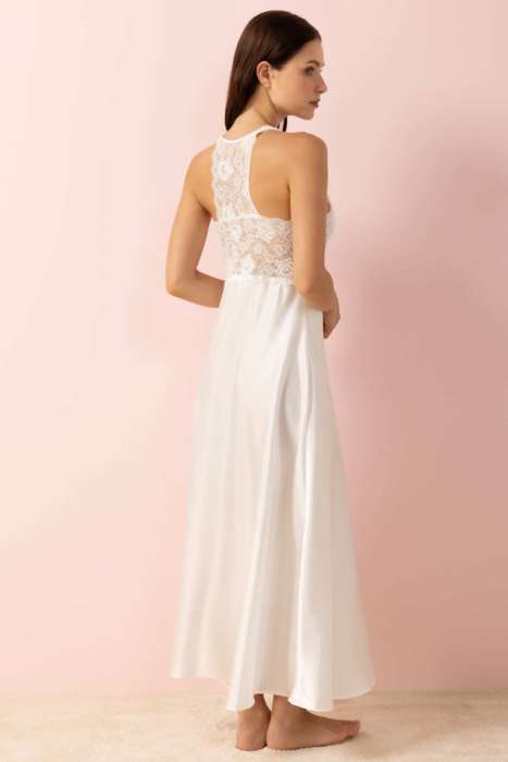 Ayyıldız 3911 Ekru Saten Gecelik - 3