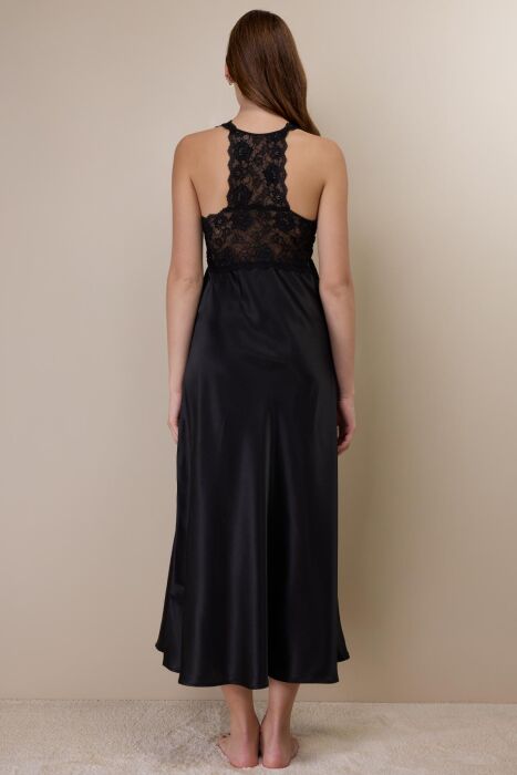 Ayyıldız 3911 Siyah Saten Gecelik - 4