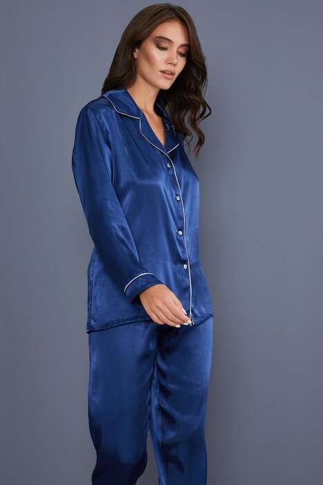 Ayyıldız 3926 Lacivert Saten Pijama Takımı - AYYILDIZ (1)