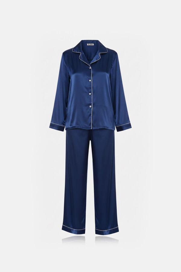Ayyıldız 3926 Lacivert Saten Pijama Takımı - 2