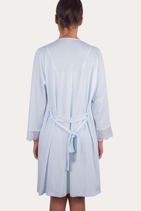 Ayyıldız 3935 Mavi Gecelik Sabahlık Takım - 4