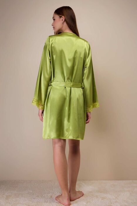 Ayyıldız 3978 Yeşil Saten Gecelik Sabahlık Takım - 5