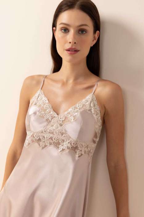 Ayyıldız 3978 Pudra Saten Gecelik Sabahlık Takım - 4