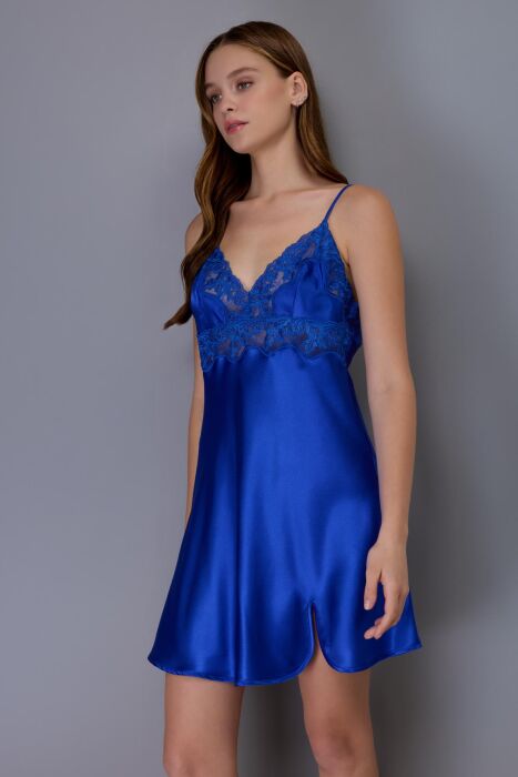 Ayyıldız 3978 Saks Saten Gecelik Sabahlık Takım - 3