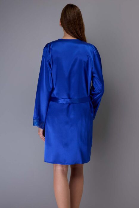 Ayyıldız 3978 Saks Saten Gecelik Sabahlık Takım - 6