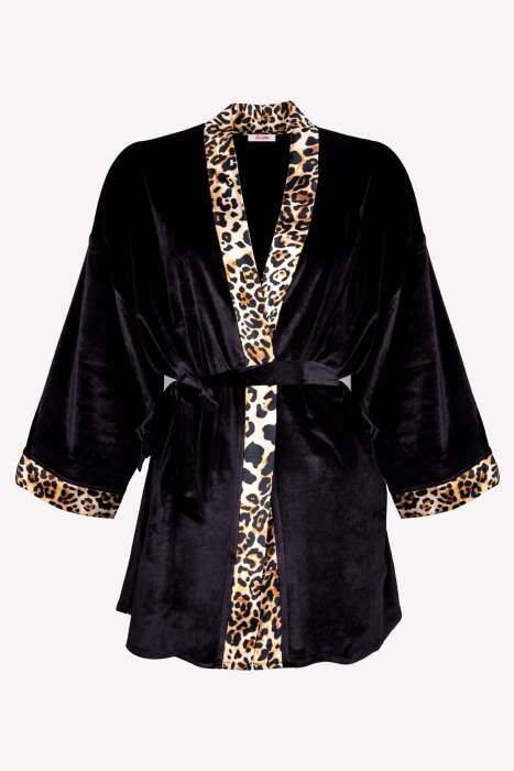 Ayyıldız 3980 Siyah Kadife Sabahlık - 3