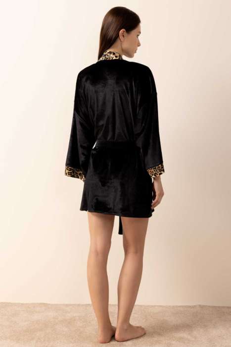 Ayyıldız 3980 Siyah Kadife Sabahlık - AYYILDIZ (1)