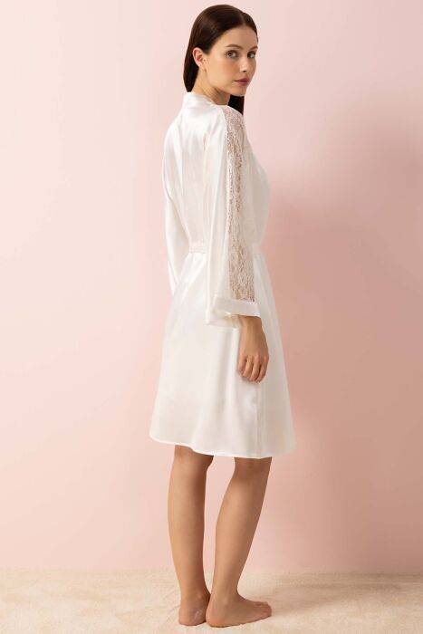 Ayyıldız 3981 Ekru Kimono Sabahlık Gecelik Takım - 5