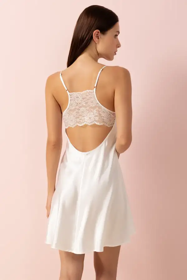 Ayyıldız 3982 Ekru Saten Sabahlık Gecelik Takım - 3