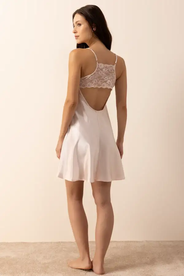 Ayyıldız 3982 Pudra Saten Sabahlık Gecelik Takım - 4