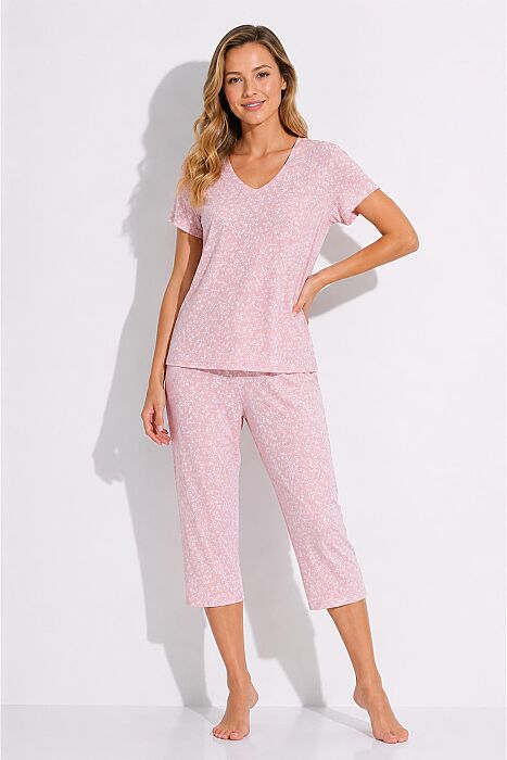 Ayyıldız 4010 Pembe Kapri Pijama Takımı - 1