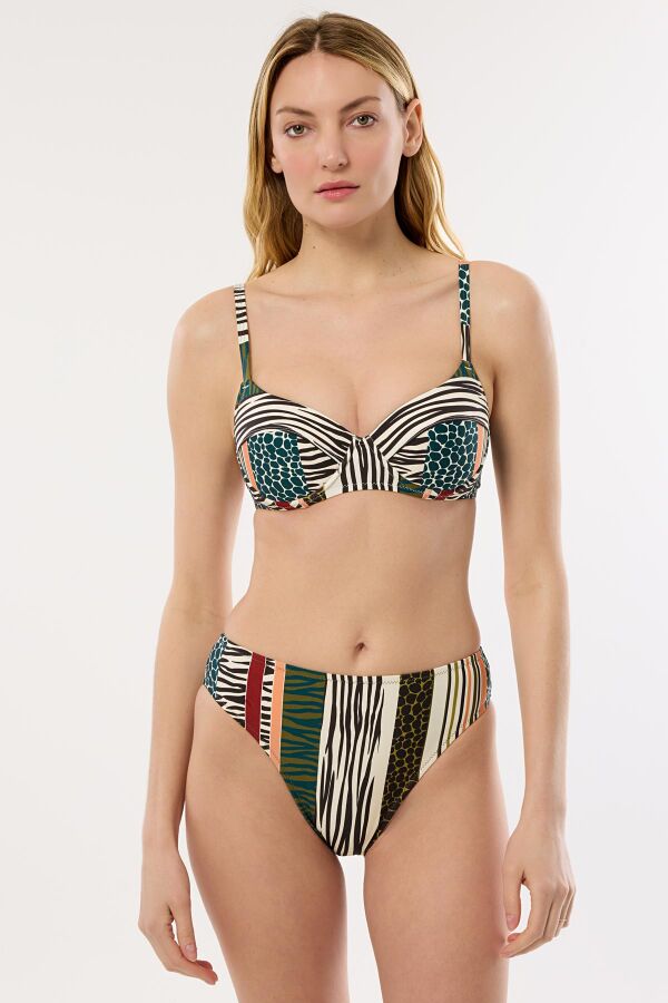 Ayyıldız 40218 Yeşil Kahve Toparlayıcı Bikini Takımı - 1