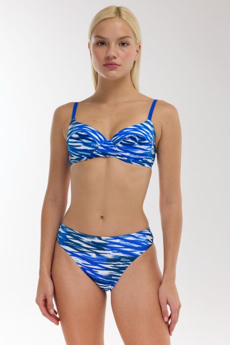 Ayyıldız 40218 Saks Beyaz Toparlayıcı Bikini Takımı - 1