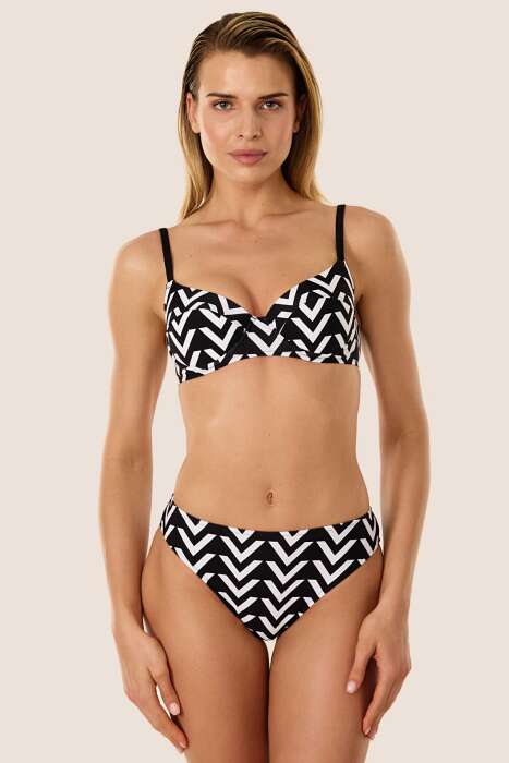Ayyıldız 40218 Siyah Beyaz Toparlayıcı Bikini Takımı - 1