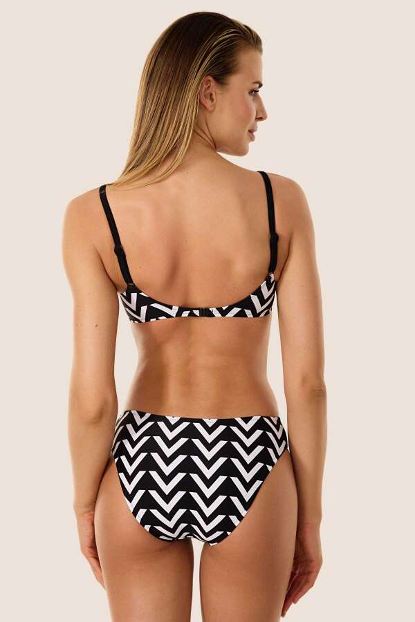 Ayyıldız 40218 Siyah Beyaz Toparlayıcı Bikini Takımı - 2