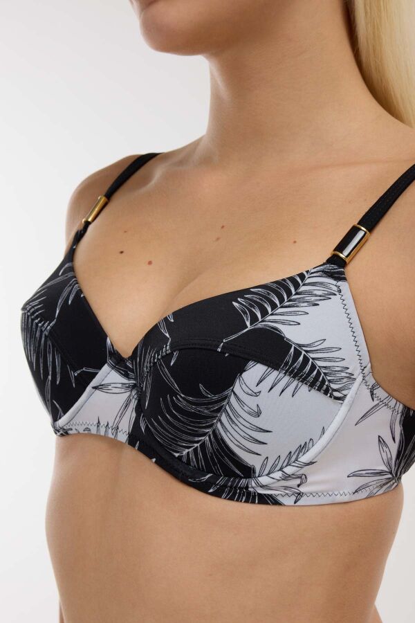 Ayyıldız 40218 Siyah Yaprak Desenli Toparlayıcı Bikini Takımı - 2