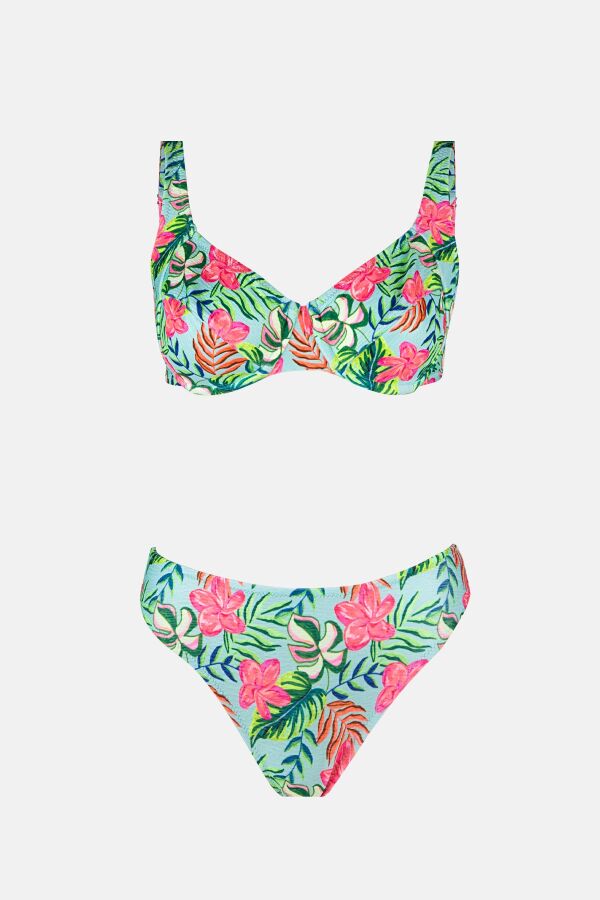 Ayyıldız 40628 Yeşil Desenli Toparlayıcı Bikini Takımı - 4