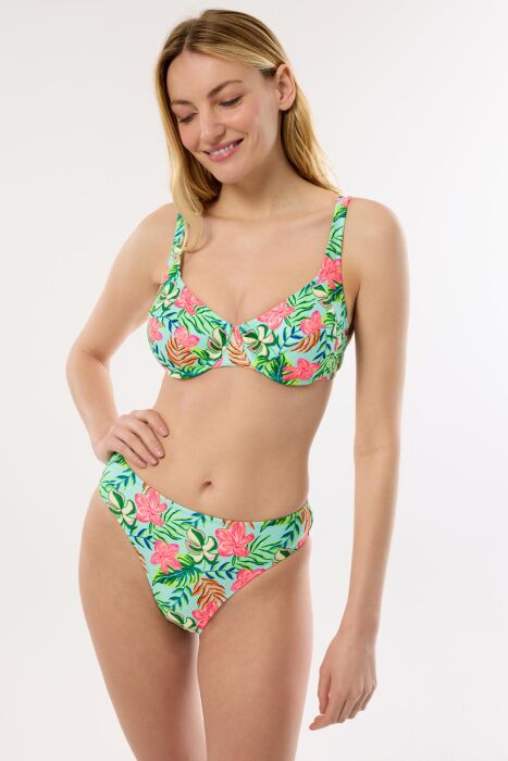 Ayyıldız 40628 Yeşil Desenli Toparlayıcı Bikini Takımı - 1