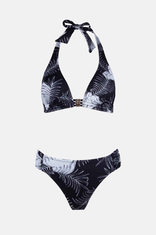 Ayyıldız 40699 Siyah Yaprak Desenli Bikini Takımı - 4