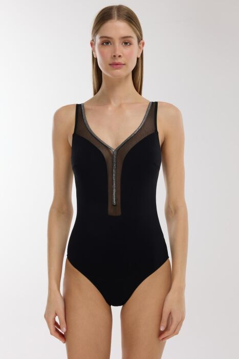 Ayyıldız 4218 Siyah Gümüş V Yaka Mayo - 1