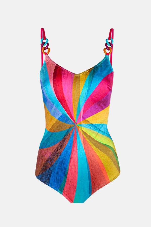 Ayyıldız 4300 Mavi Fuşya V Yaka Toparlayıcı Mayo - 5