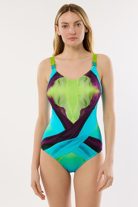 Ayyıldız 4300 Mavi Yeşil V Yaka Toparlayıcı Mayo - AYYILDIZ