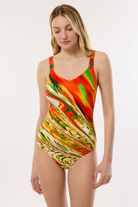 Ayyıldız 4300 Turuncu Desenli Toparlayıcı Mayo - 1