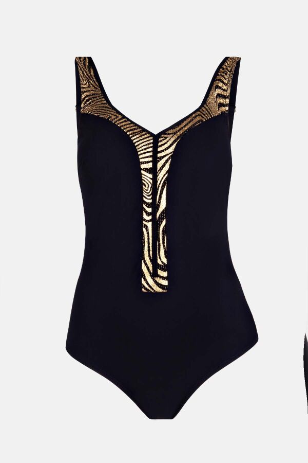 Ayyıldız 4302 Gold Yaldız Detaylı Siyah Mayo - 3