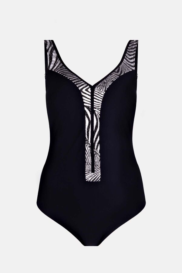 Ayyıldız 4302 Gümüş Yaldız Detaylı Siyah Mayo - 4