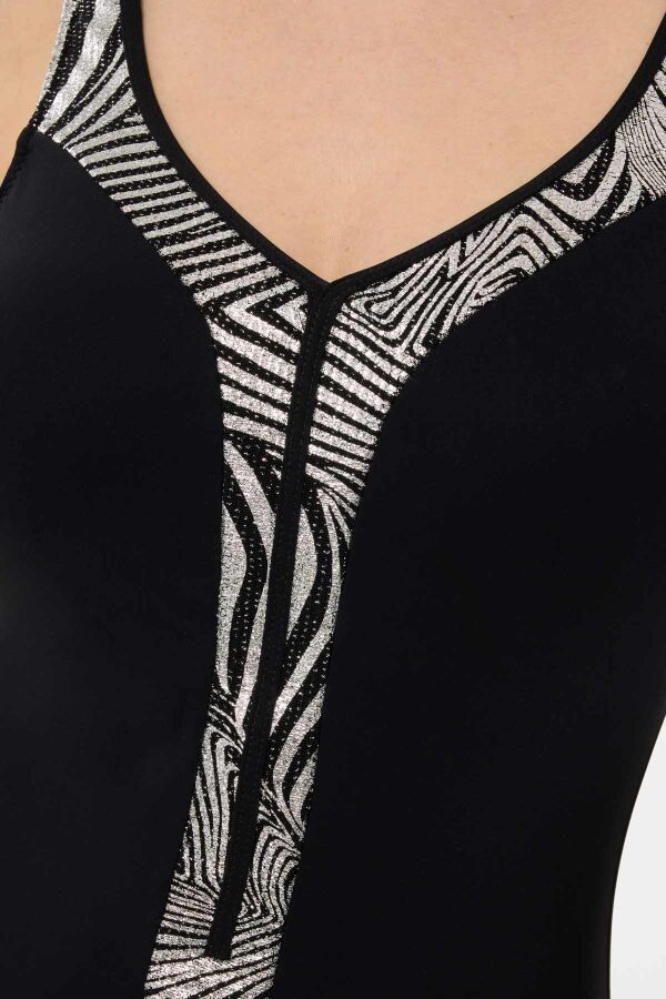 Ayyıldız 4302 Gümüş Yaldız Detaylı Siyah Mayo - 3