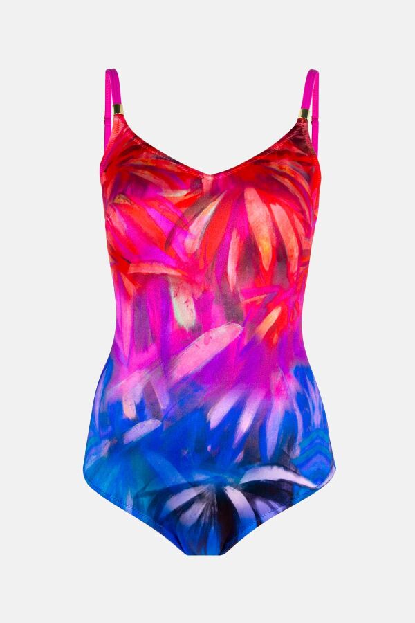 Ayyıldız 4303 Mor Fuşya Desenli Toparlayıcı Mayo - 4