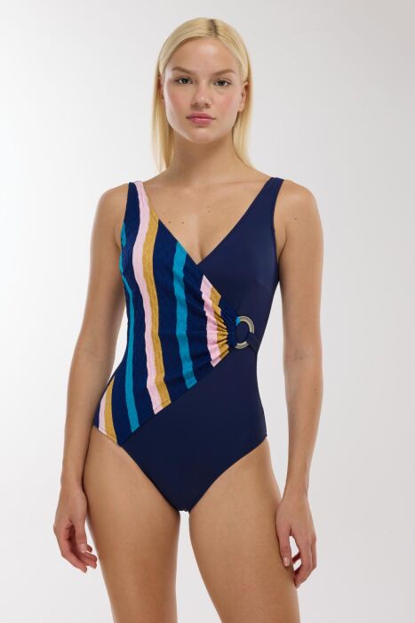 Ayyıldız 4306 Lacivert Desenli Toparlayıcı Mayo - 1