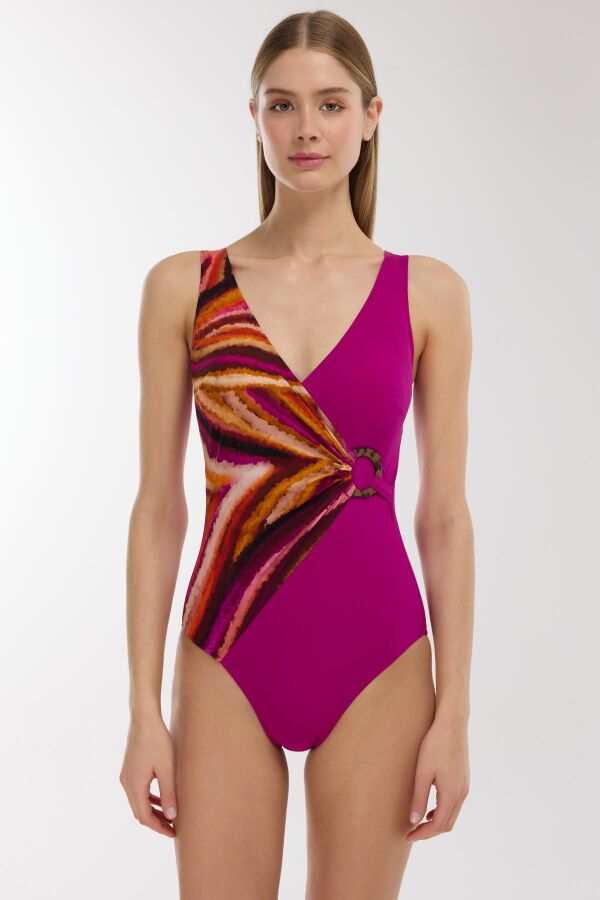 Ayyıldız 4306 Turuncu Mor Desenli Toparlayıcı Mayo - 1