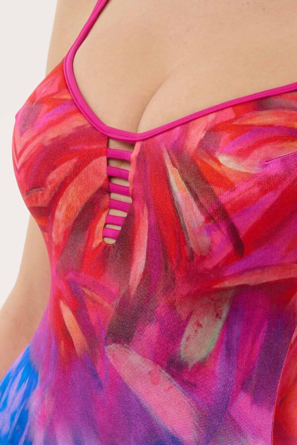 Ayyıldız 4307 Mor Fuşya Desenli Mayo - 2