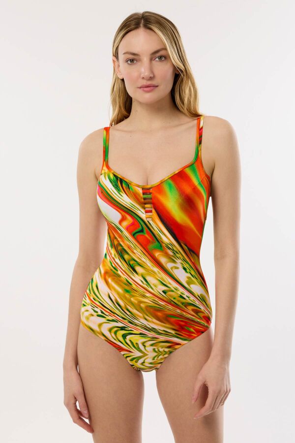 Ayyıldız 4307 Turuncu Desenli Mayo - 1