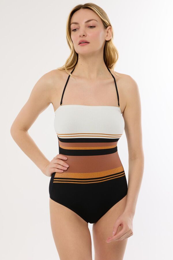 Ayyıldız 4308 Siyah Kahverengi Straplez Mayo - 3