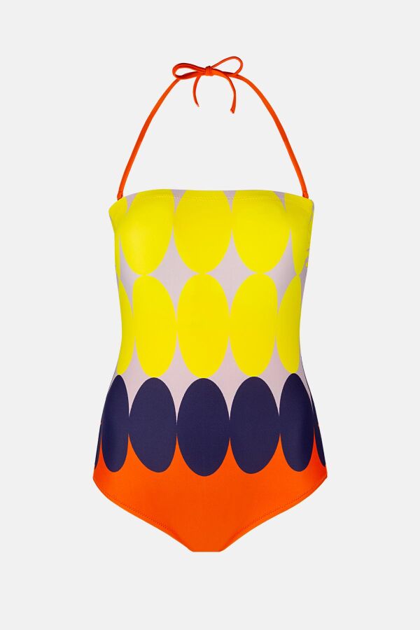 Ayyıldız 4308 Sarı Desenli Straplez Mayo - 4