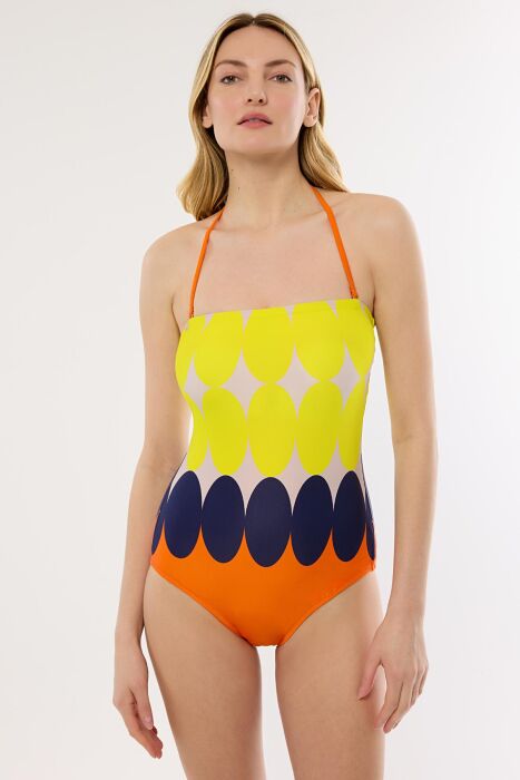 Ayyıldız 4308 Sarı Desenli Straplez Mayo - AYYILDIZ (1)