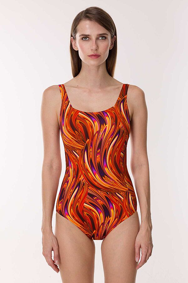 Ayyıldız 4310 Turuncu Desenli Toparlayıcı Mayo - 1