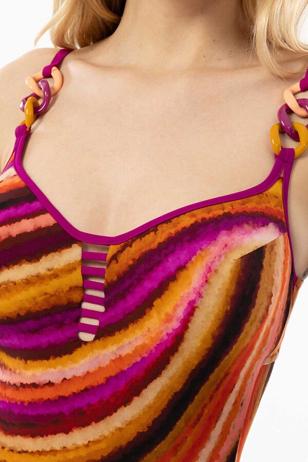 Ayyıldız 4312 Turuncu Mor Desenli Mayo - 2