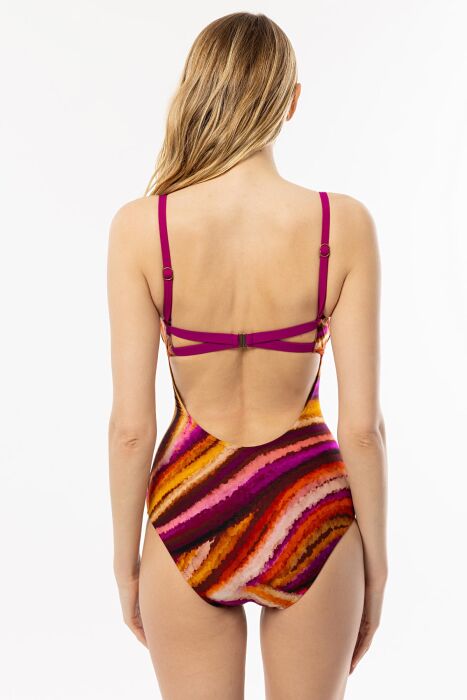 Ayyıldız 4312 Turuncu Mor Desenli Mayo - 3