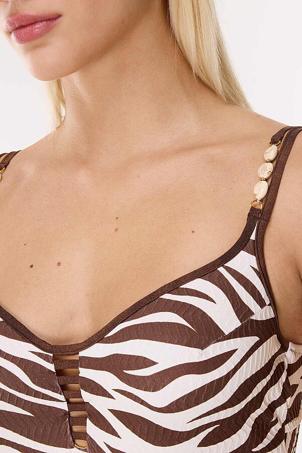 Ayyıldız 4312 Kahverengi Zebra Balkonet Toparlayıcı Mayo - 2