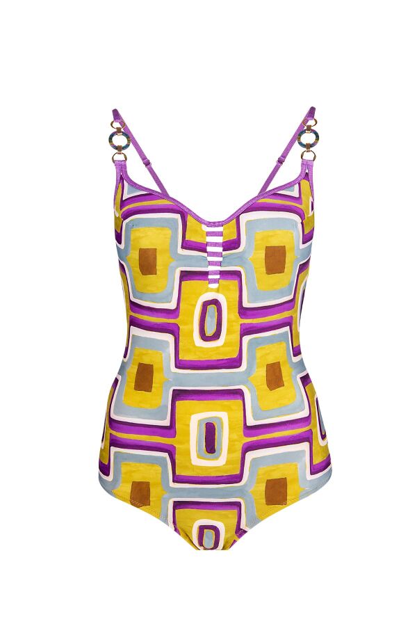 Ayyıldız 4312 Sarı Mor Balkonet Toparlayıcı Mayo - 4