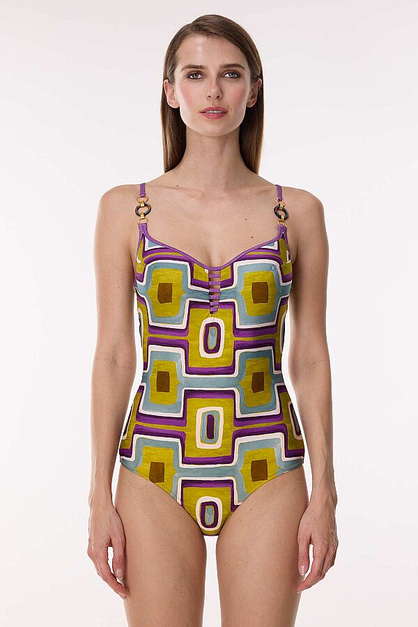 Ayyıldız 4312 Sarı Mor Balkonet Toparlayıcı Mayo - 1