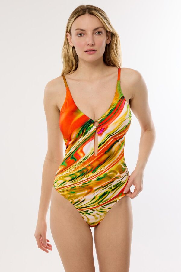 Ayyıldız 4313 Turuncu Desenli Mayo - 1