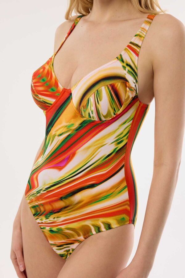 Ayyıldız 4315 Turuncu Desenli Kapsız Mayo - 3