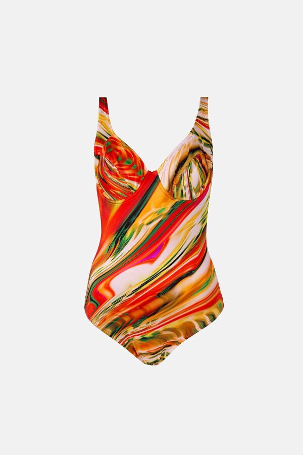 Ayyıldız 4315 Turuncu Desenli Kapsız Mayo - 4