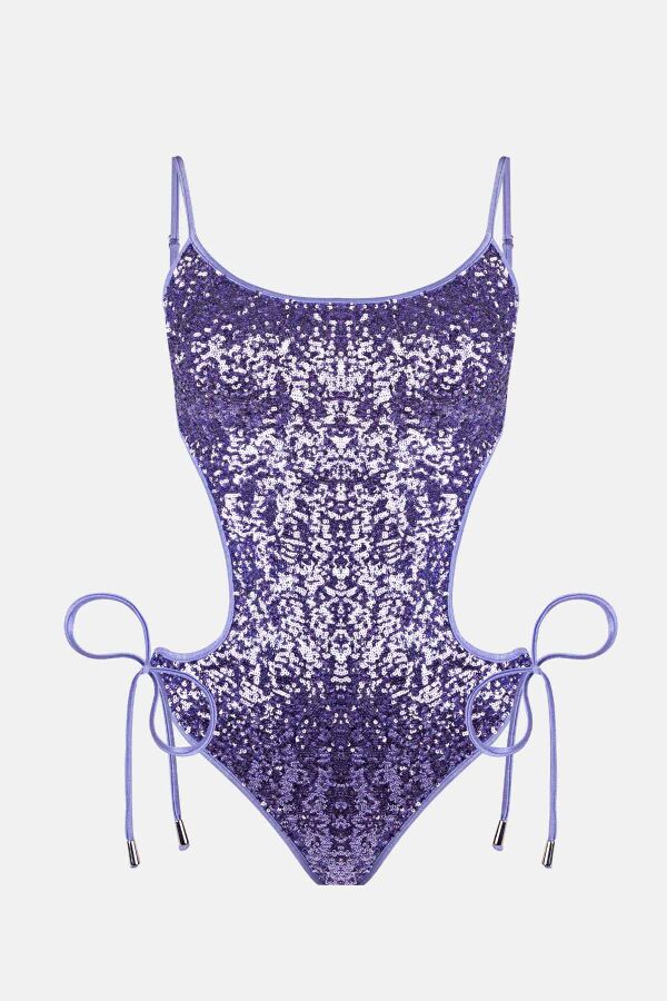 Ayyıldız 4318 Lila Pul Payetli Mayokini - 5